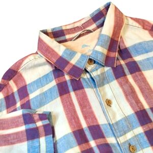 Tommy Bahama Relax‎ 100% Linen Short Sleeve Striped Shirt size Large